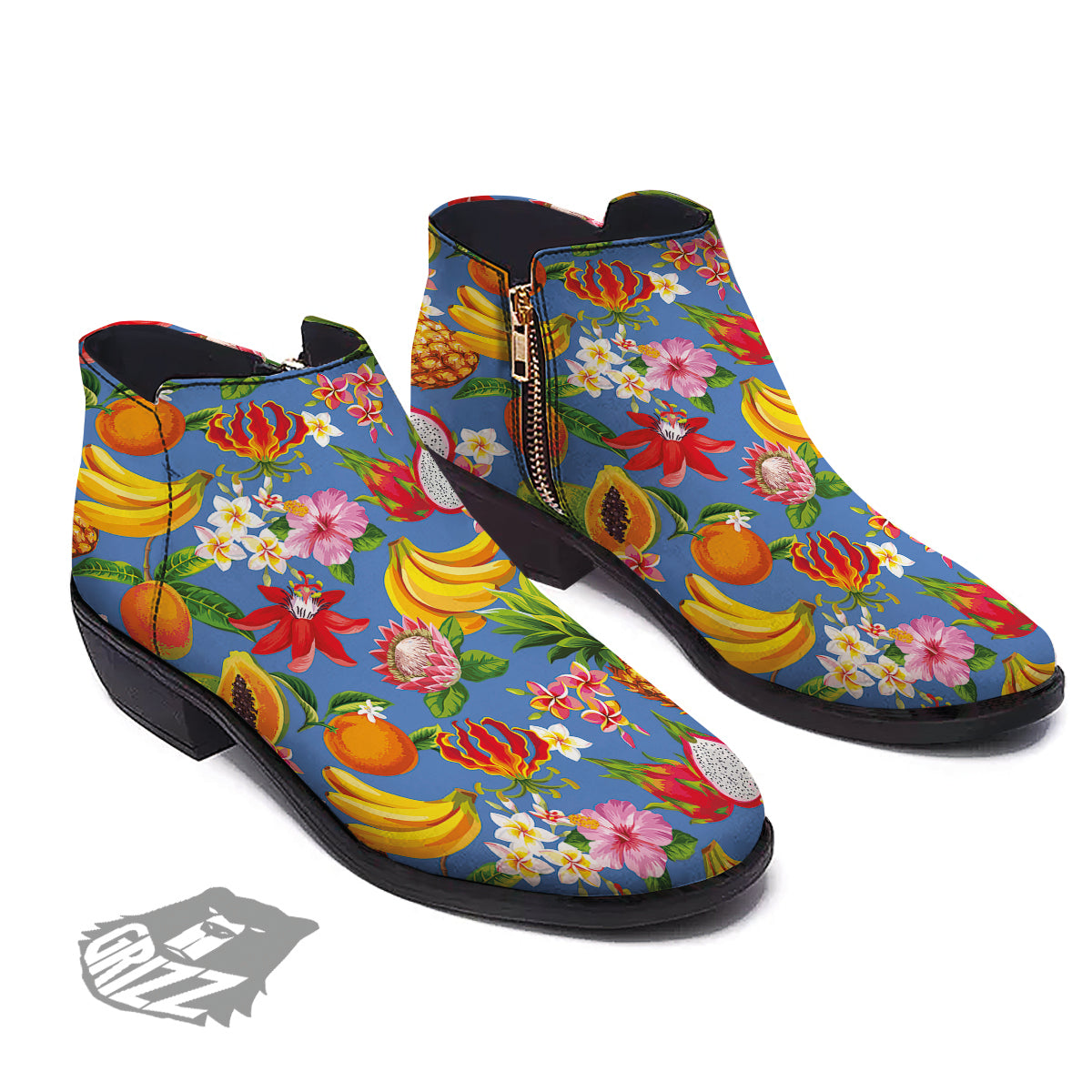 Fruits Aloha Tropical Print Pattern Ankle Boots-grizzshop