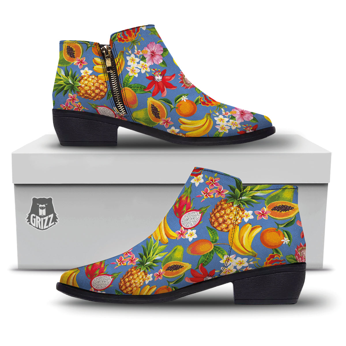 Fruits Aloha Tropical Print Pattern Ankle Boots-grizzshop
