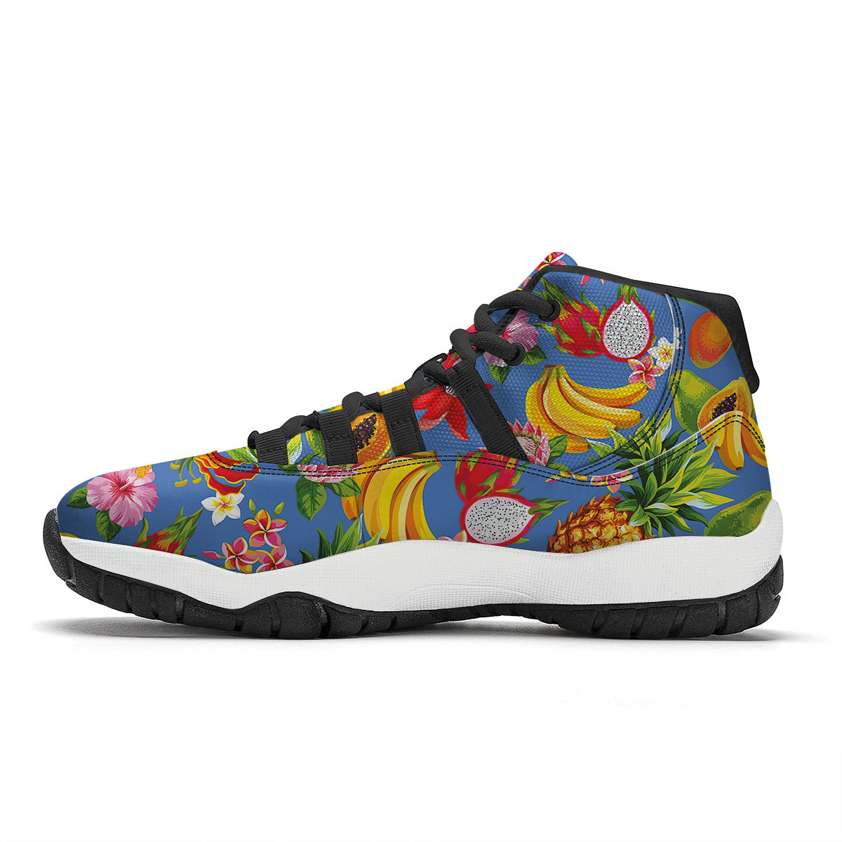 Fruits Aloha Tropical Print Pattern Black Bball Shoes-grizzshop