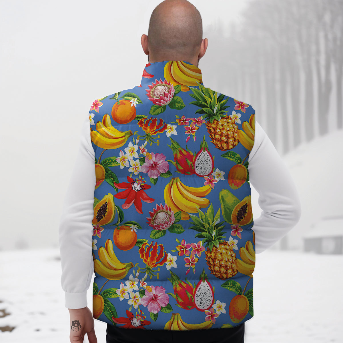 Fruits Aloha Tropical Print Pattern Down Vest