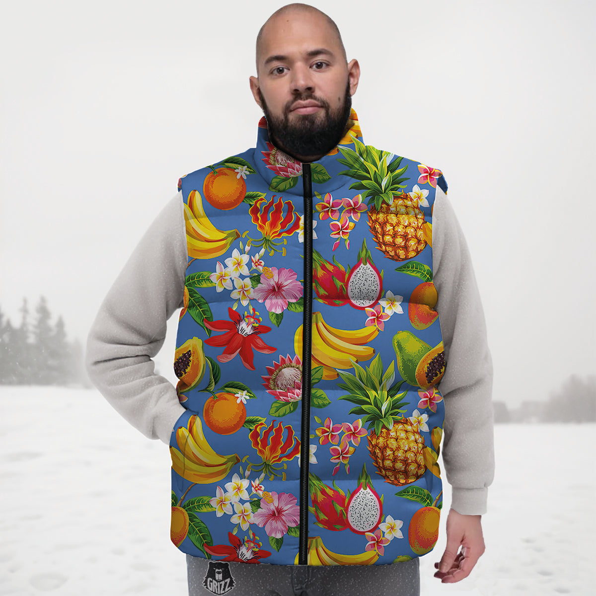 Fruits Aloha Tropical Print Pattern Down Vest