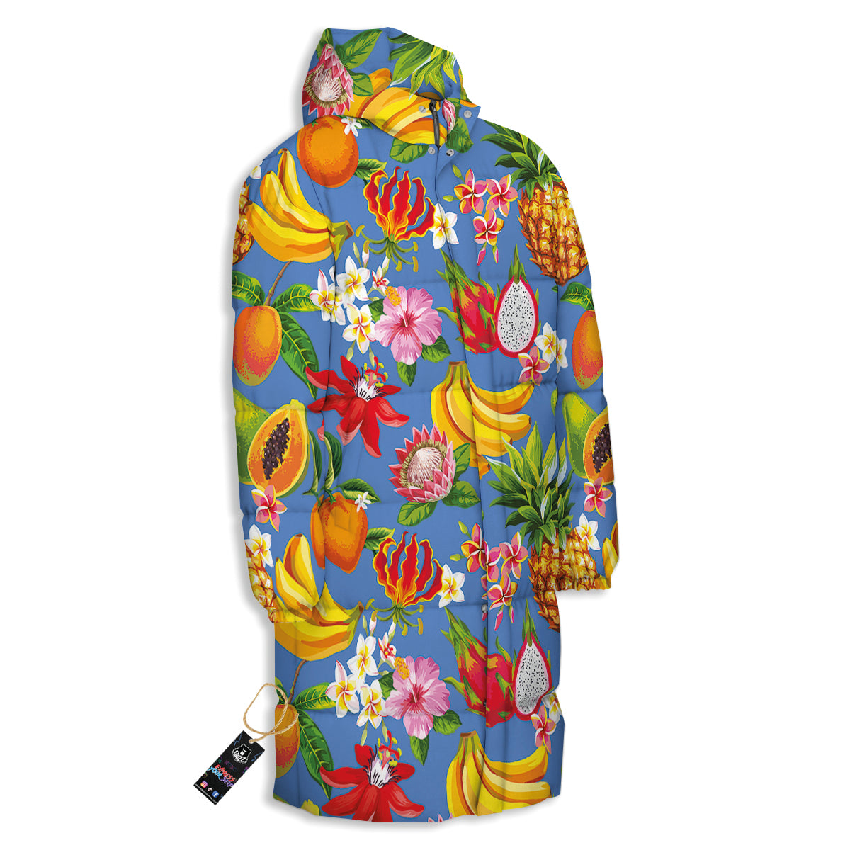 Fruits Aloha Tropical Print Pattern Long Down Jacket-grizzshop