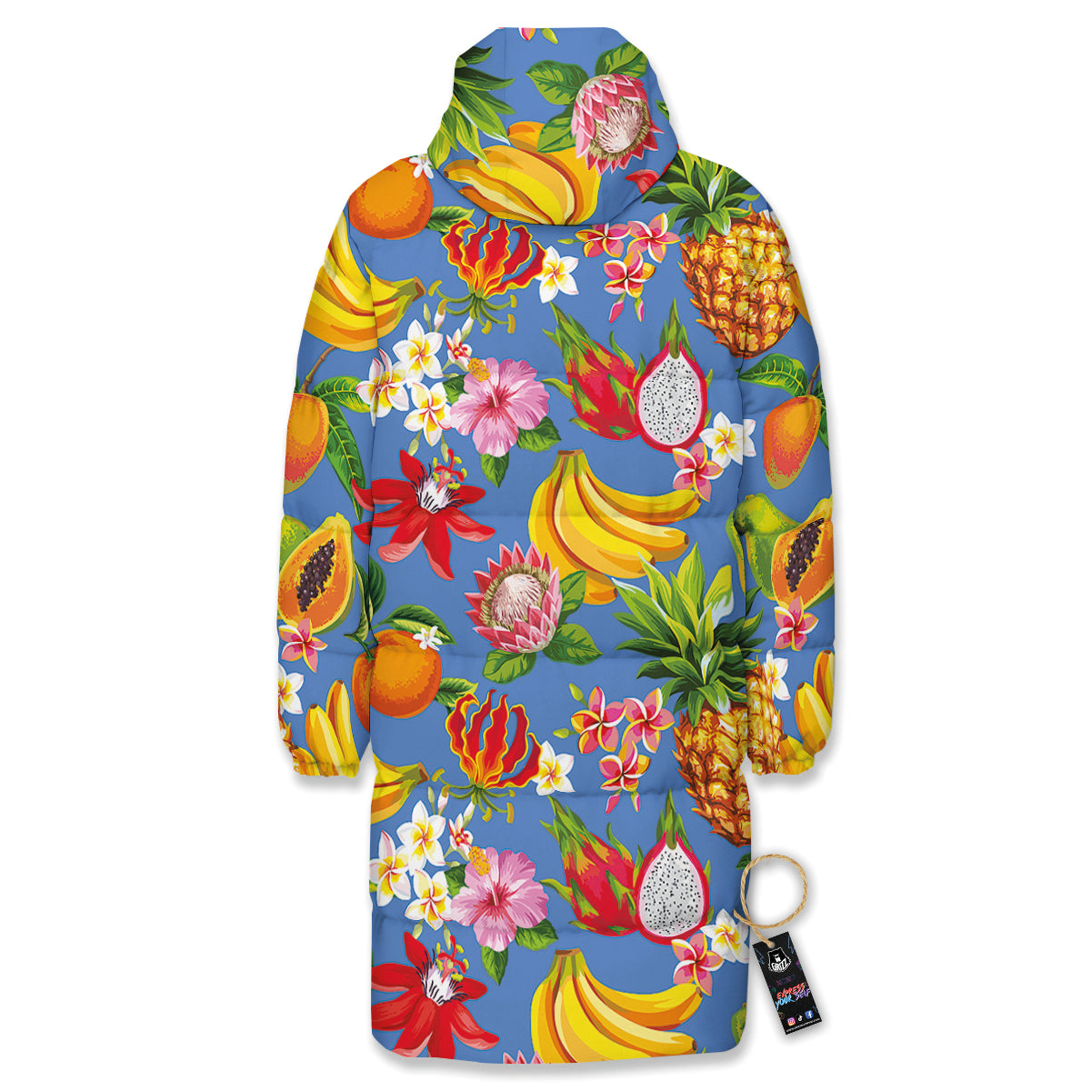 Fruits Aloha Tropical Print Pattern Long Down Jacket-grizzshop