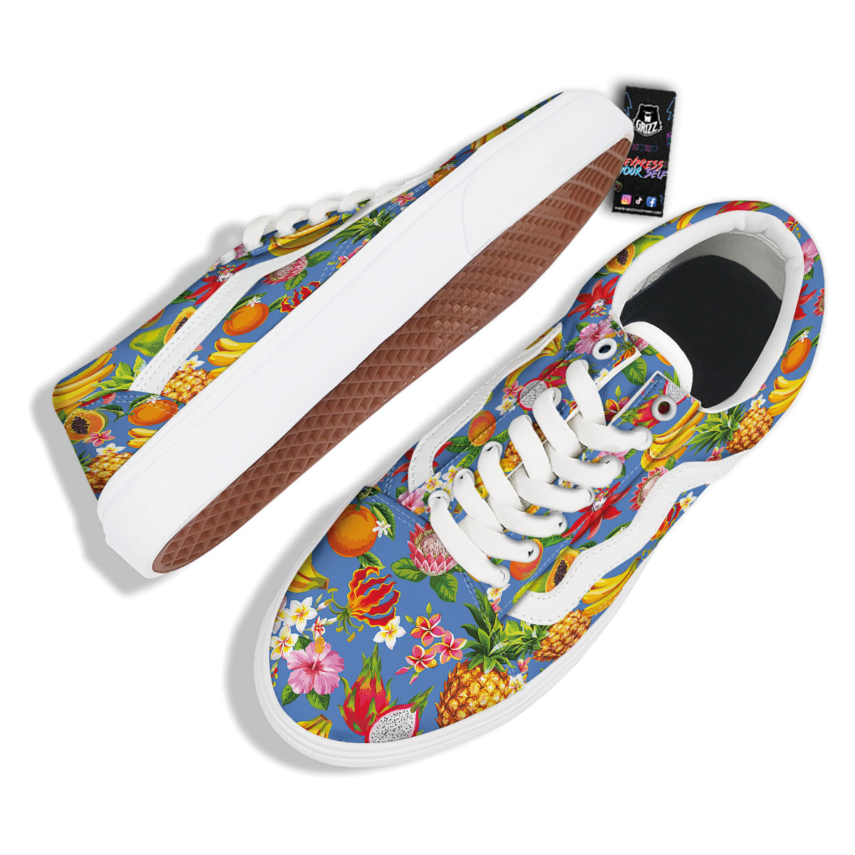 Fruits Aloha Tropical Print Pattern Skate Shoes-grizzshop