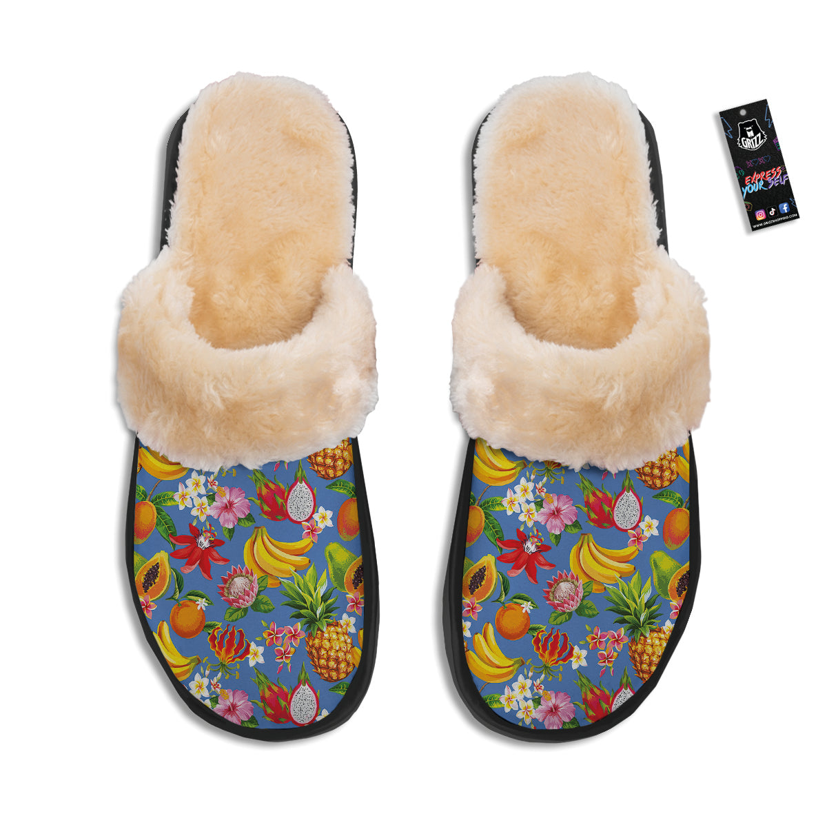 Fruits Aloha Tropical Print Pattern Slippers-grizzshop