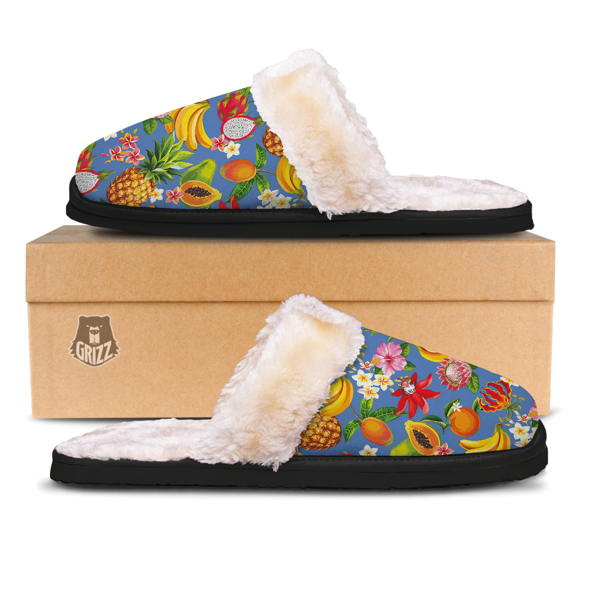 Fruits Aloha Tropical Print Pattern Slippers-grizzshop