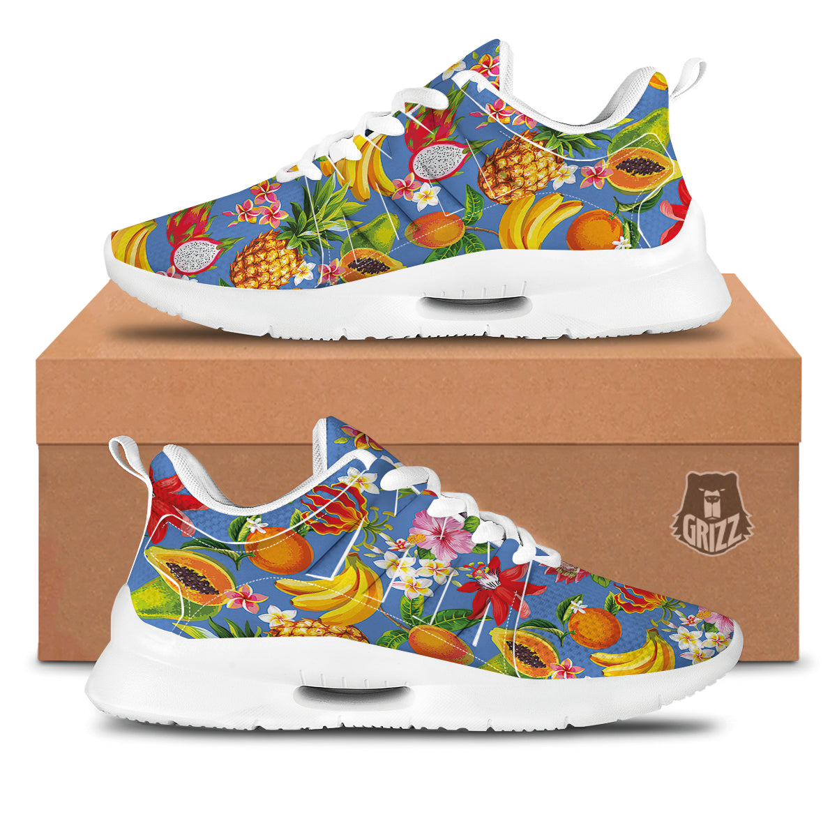 Fruits Aloha Tropical Print Pattern Tennis Shoes-grizzshop
