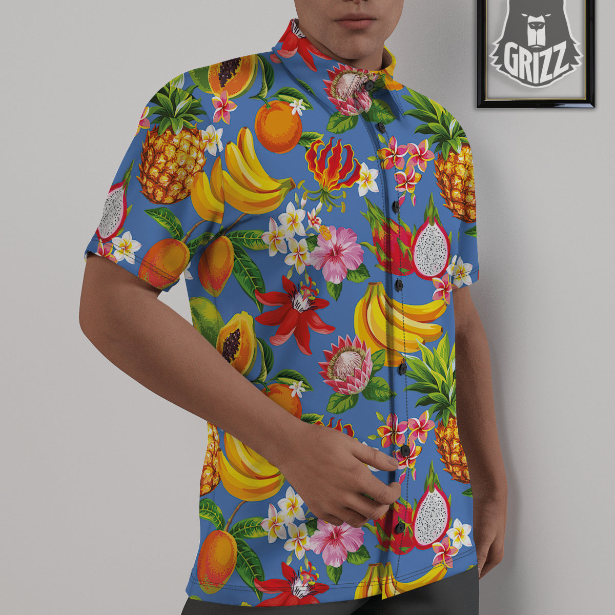 Fruits Aloha Tropical Print Pattern Untucked Shirts-grizzshop