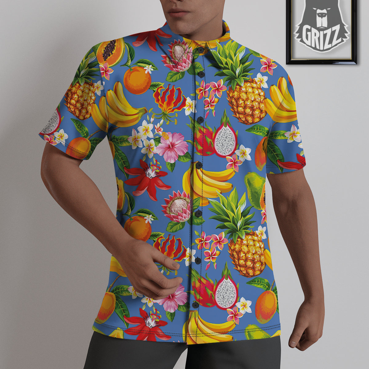 Fruits Aloha Tropical Print Pattern Untucked Shirts-grizzshop