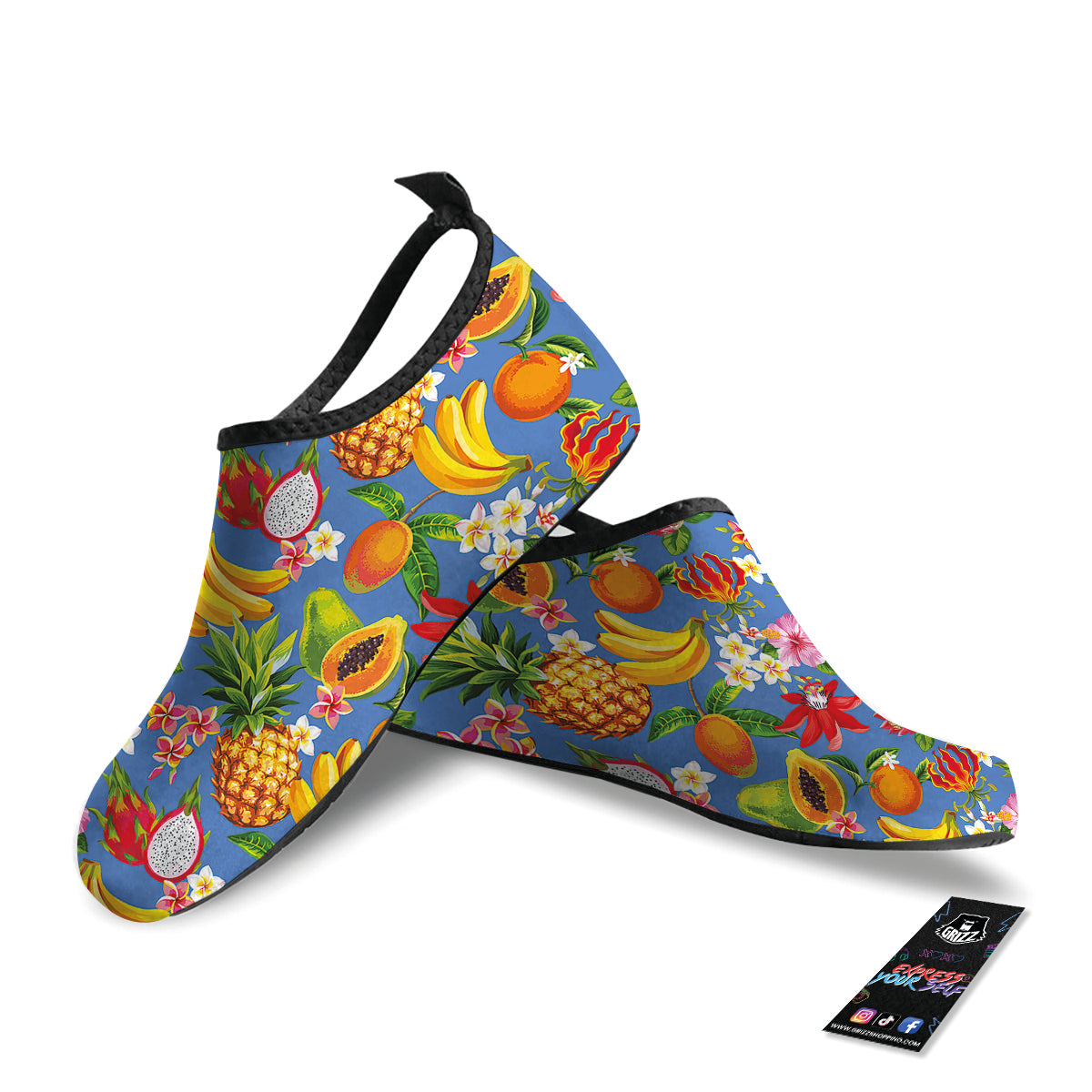 Fruits Aloha Tropical Print Pattern Water Shoes-grizzshop
