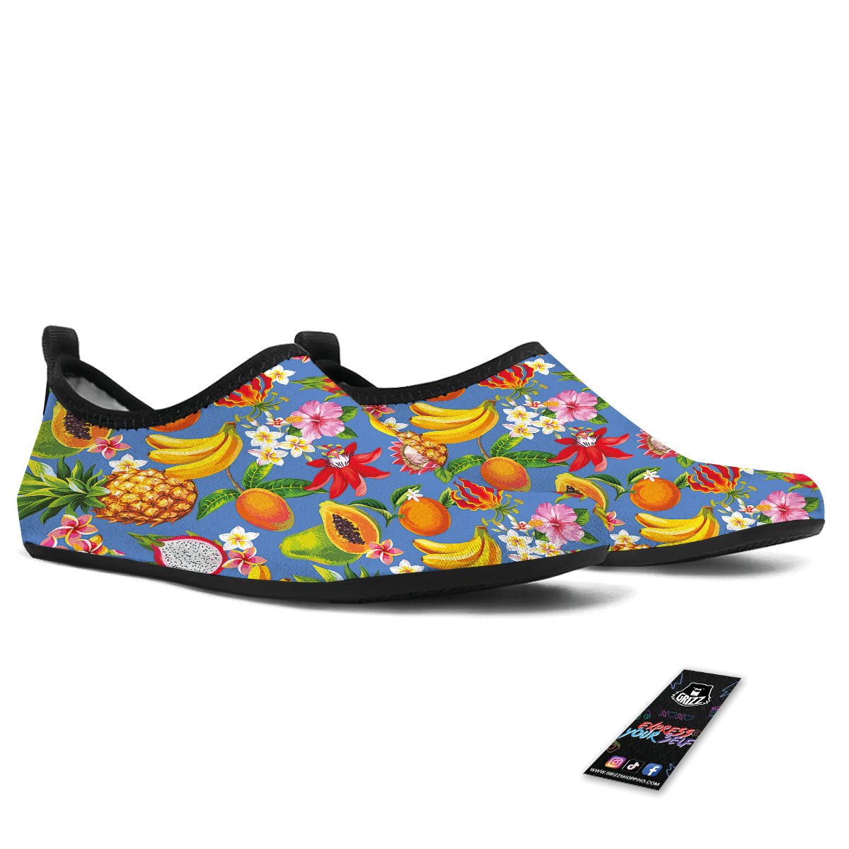Fruits Aloha Tropical Print Pattern Water Shoes-grizzshop