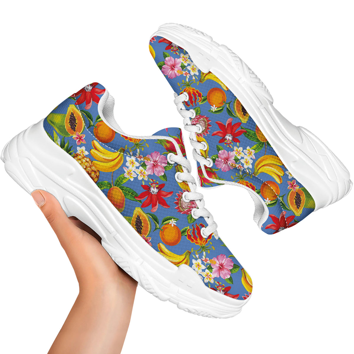 Fruits Aloha Tropical Print Pattern White Chunky Shoes-grizzshop