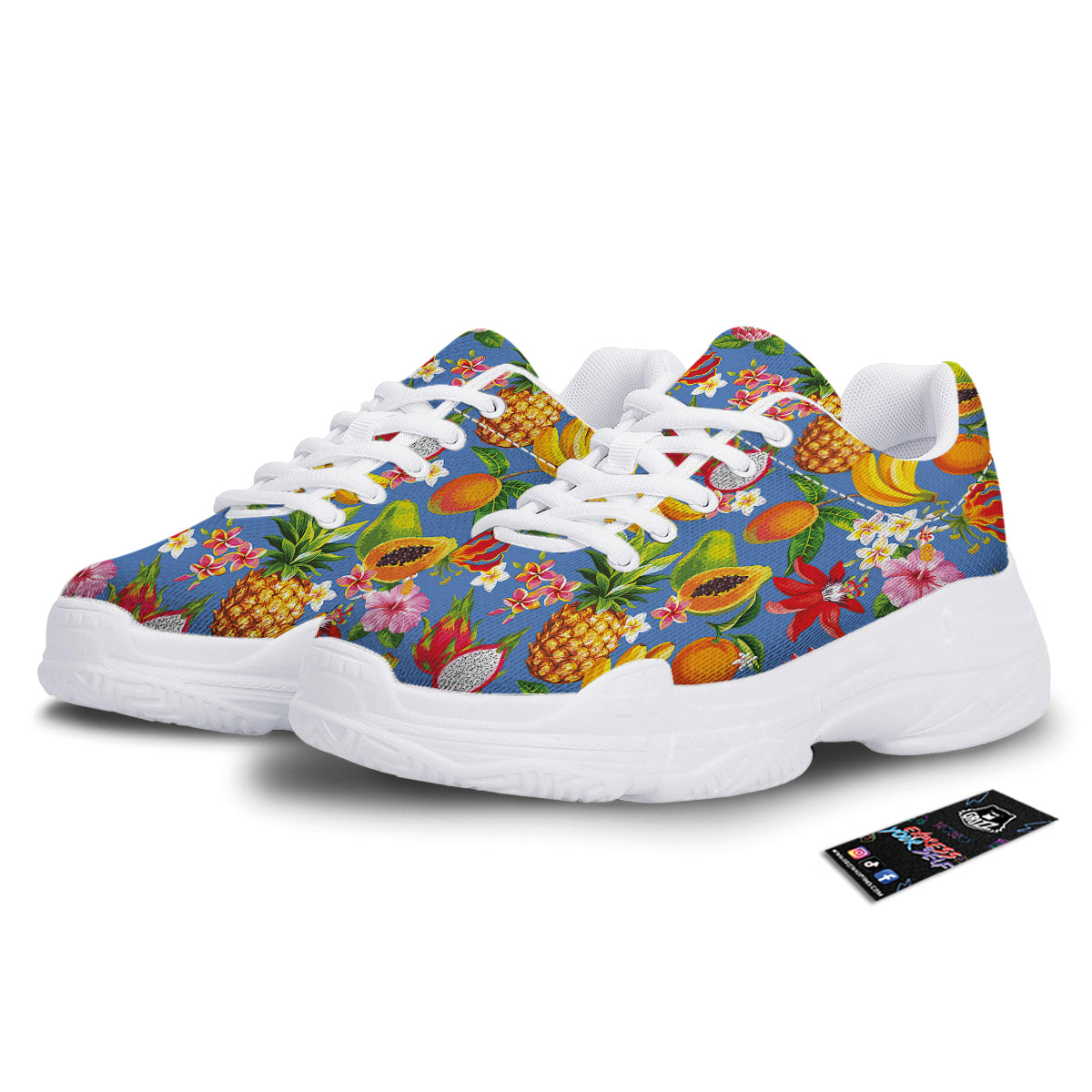 Fruits Aloha Tropical Print Pattern White Chunky Shoes-grizzshop