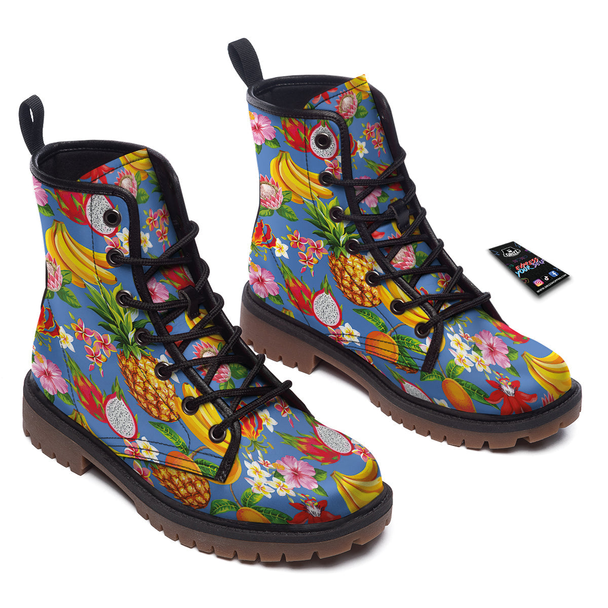 Fruits Aloha Tropical Print Pattern Work Boots-grizzshop