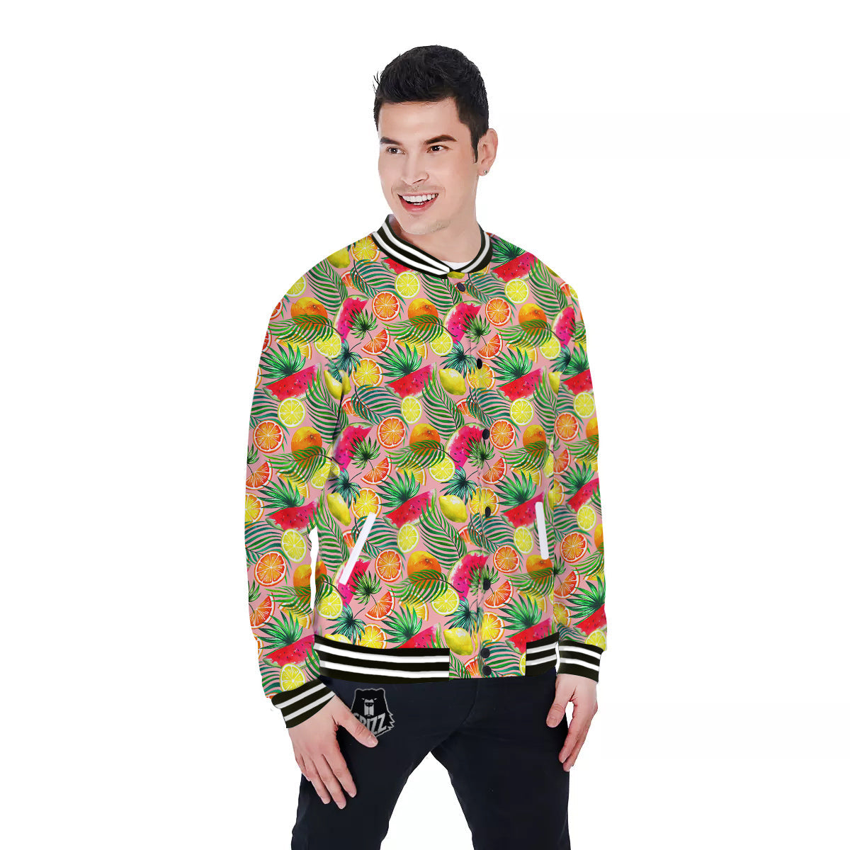 Fruits Cute Tropical Print Pattern Baseball Jacket-grizzshop
