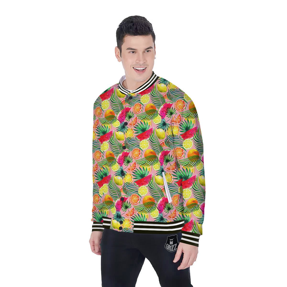 Fruits Cute Tropical Print Pattern Baseball Jacket-grizzshop