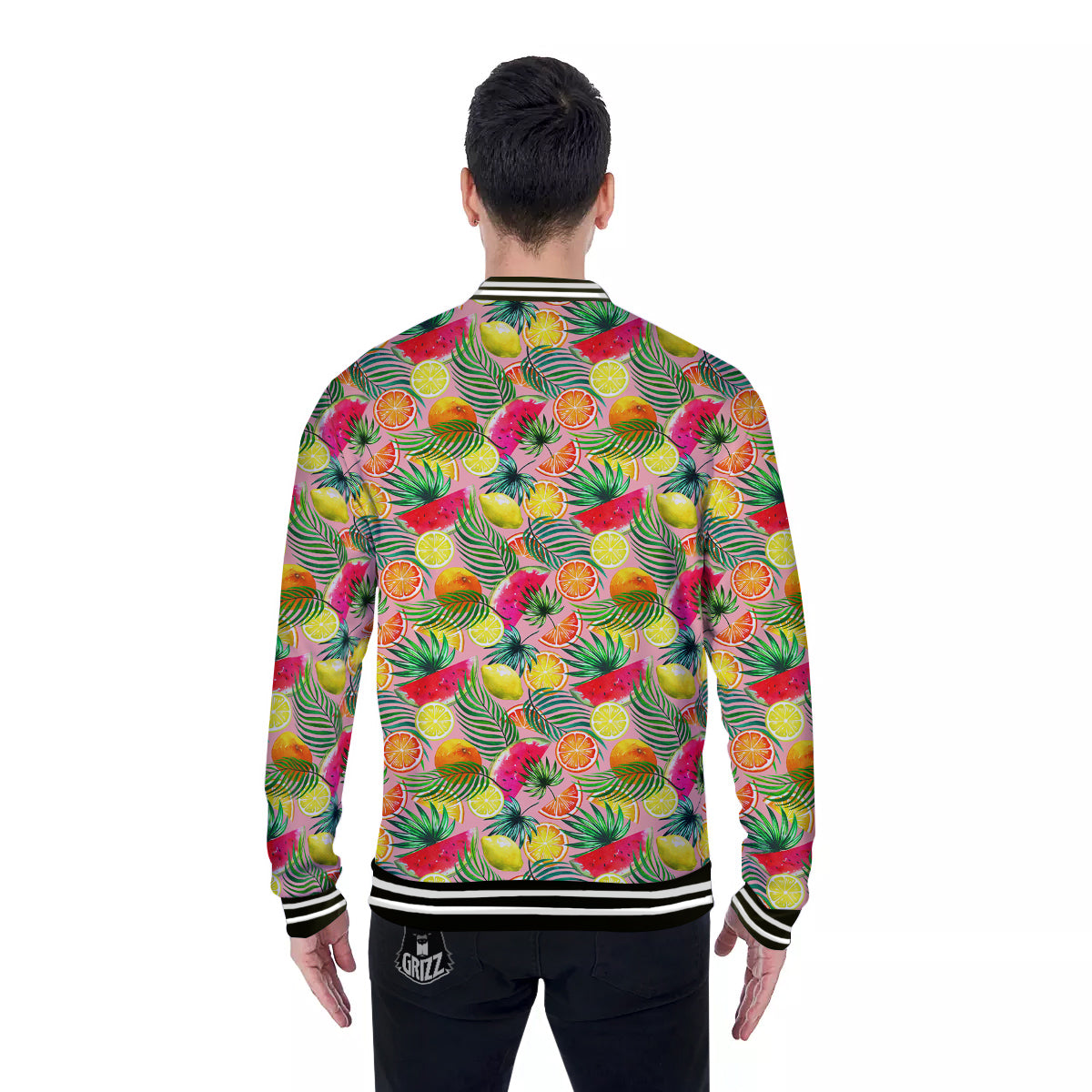 Fruits Cute Tropical Print Pattern Baseball Jacket-grizzshop