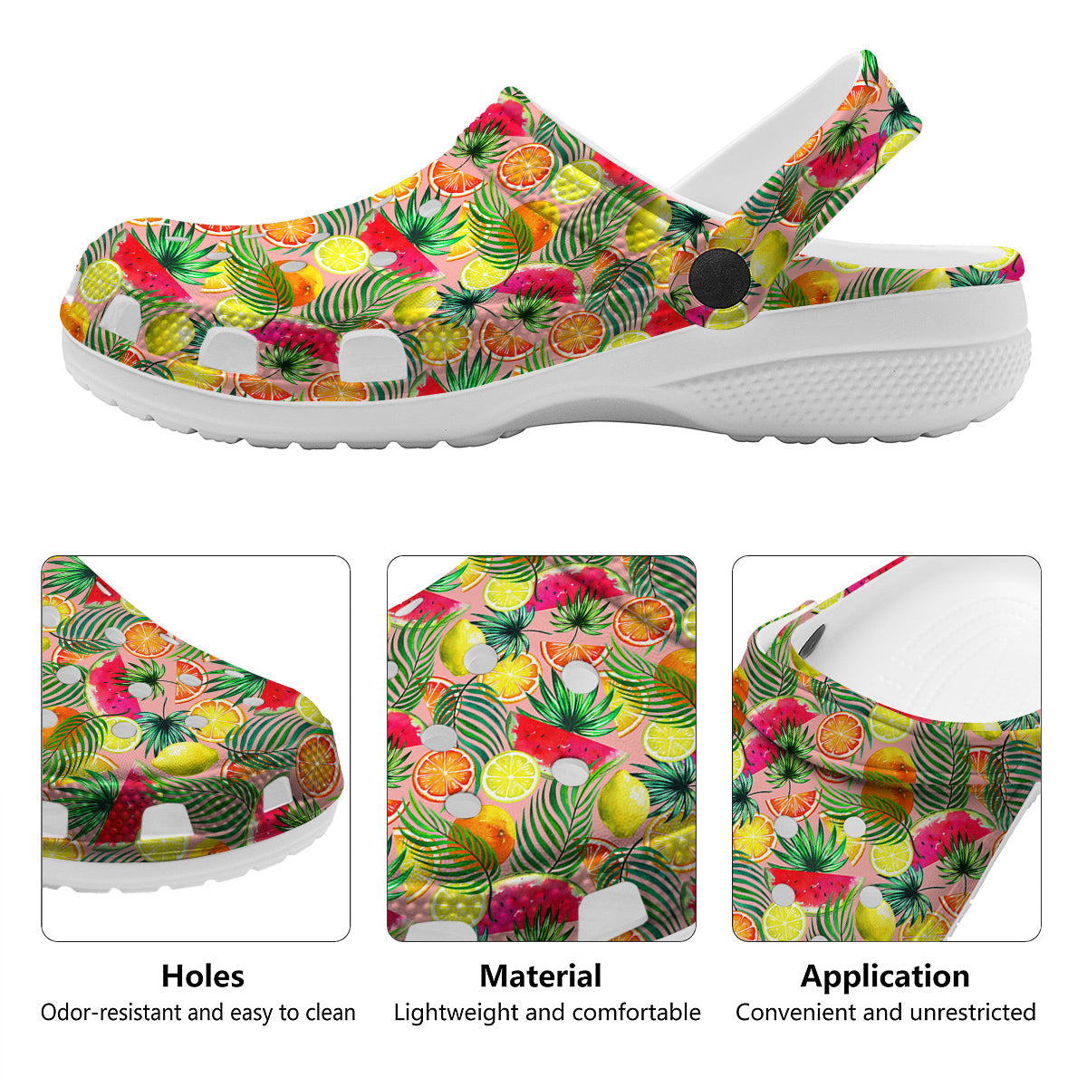 Fruits Cute Tropical Print Pattern Clog-grizzshop