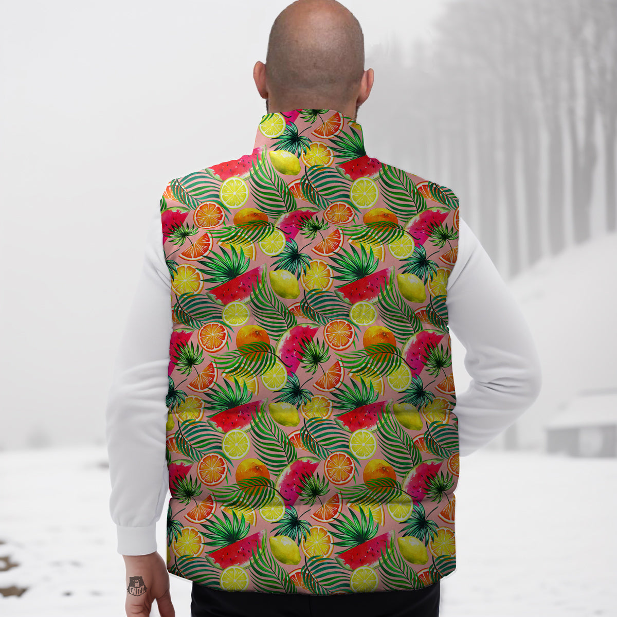 Fruits Cute Tropical Print Pattern Down Vest-grizzshop