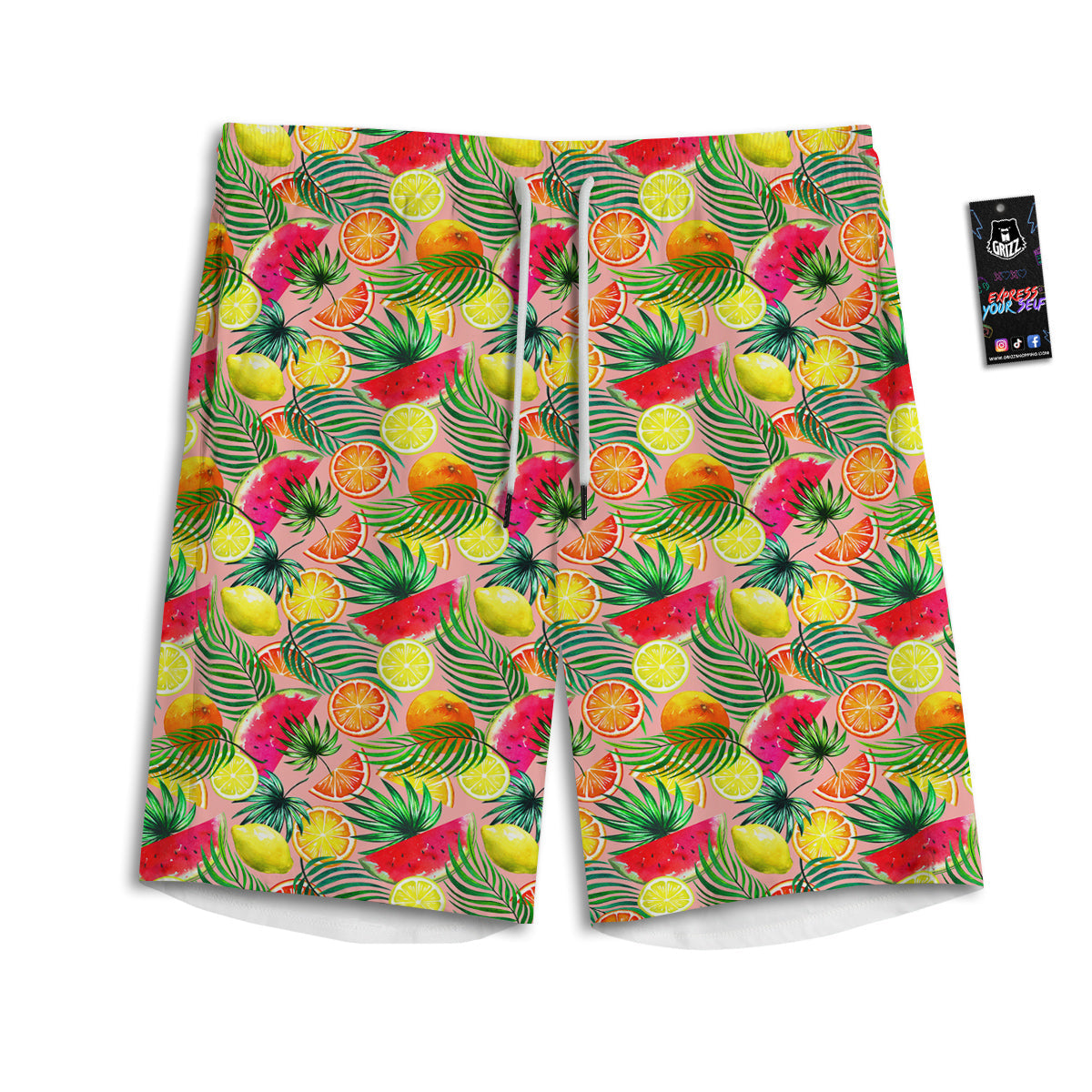 Fruits Cute Tropical Print Pattern Men's Athletic Shorts-grizzshop