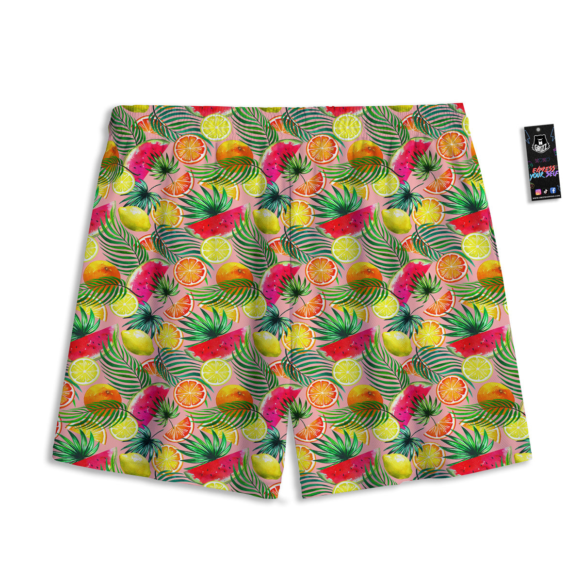 Fruits Cute Tropical Print Pattern Mesh Shorts-grizzshop