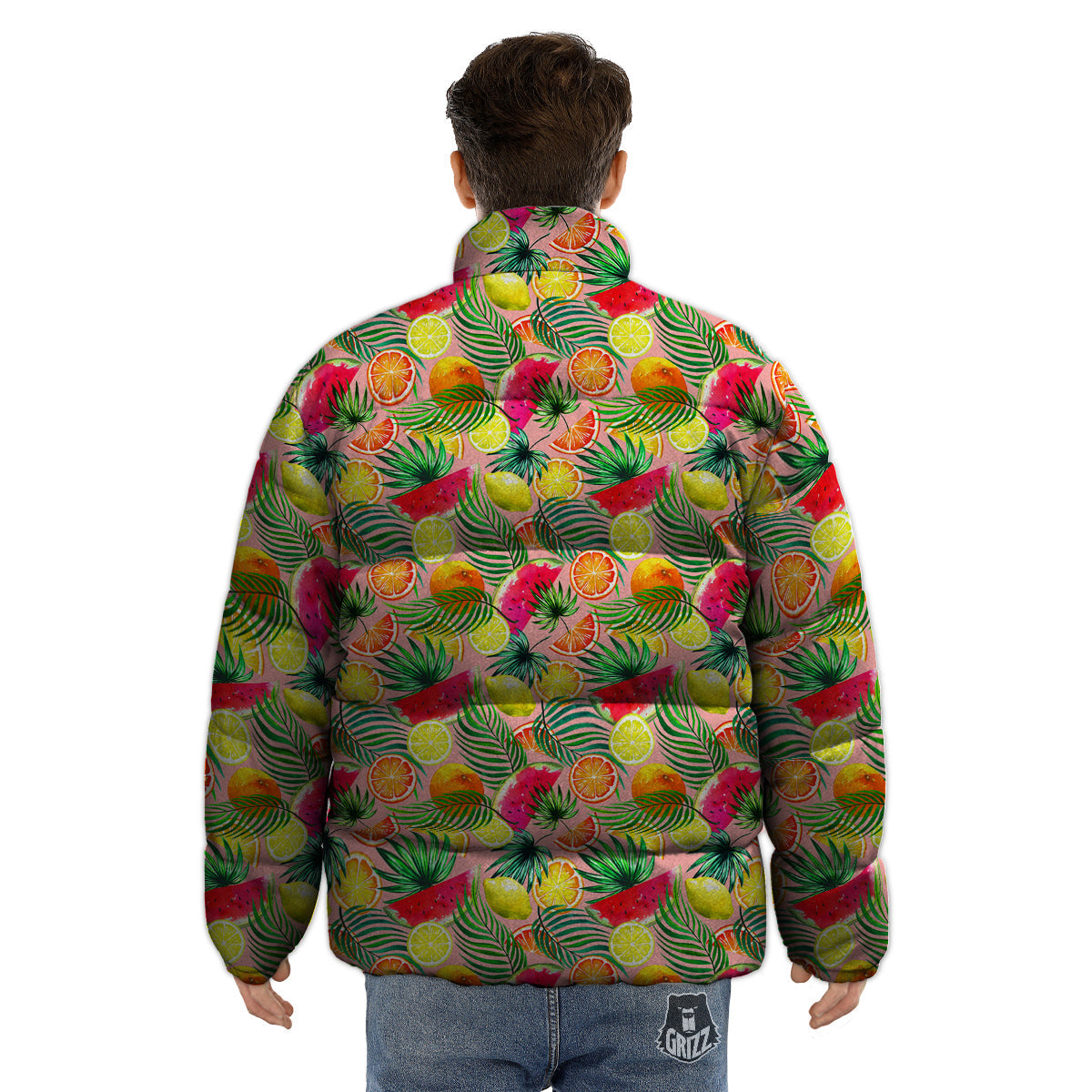 Fruits Cute Tropical Print Pattern Puffer Jacket-grizzshop