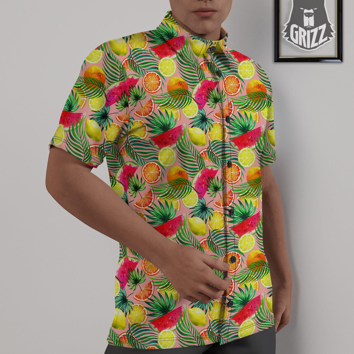 Fruits Cute Tropical Print Pattern Untucked Shirts-grizzshop