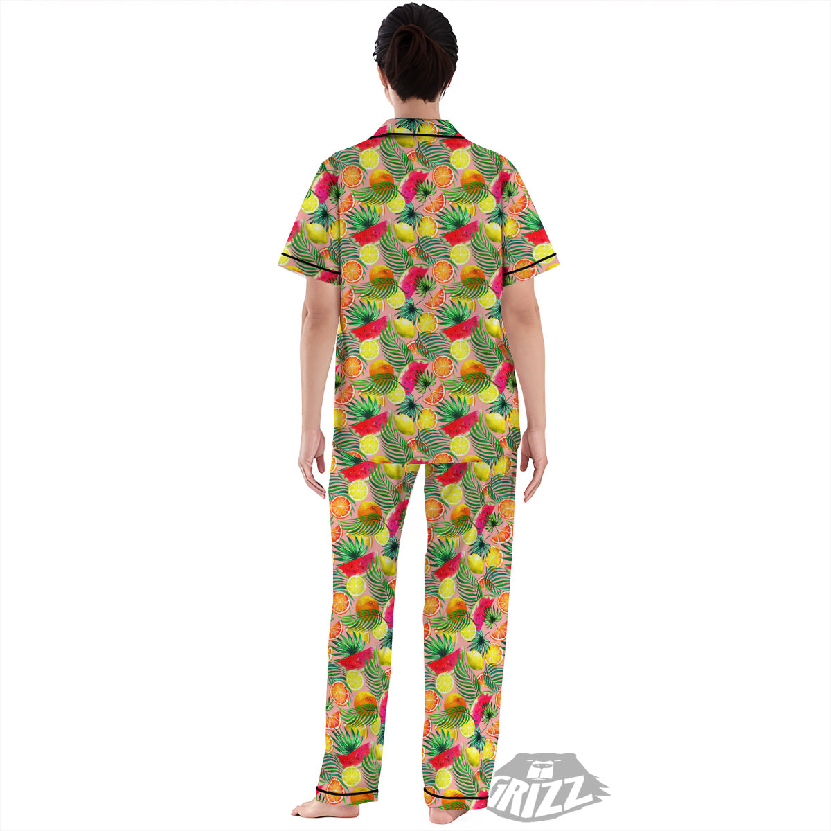 Fruits Cute Tropical Print Pattern Women's Pajamas Set-grizzshop