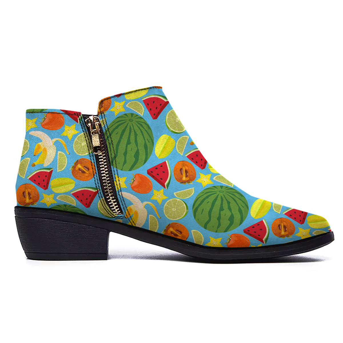 Fruits Depicting Print Pattern Ankle Boots-grizzshop