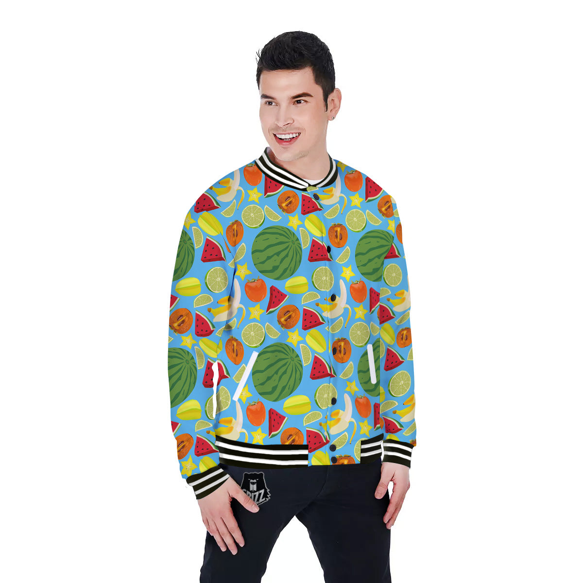 Fruits Depicting Print Pattern Baseball Jacket-grizzshop