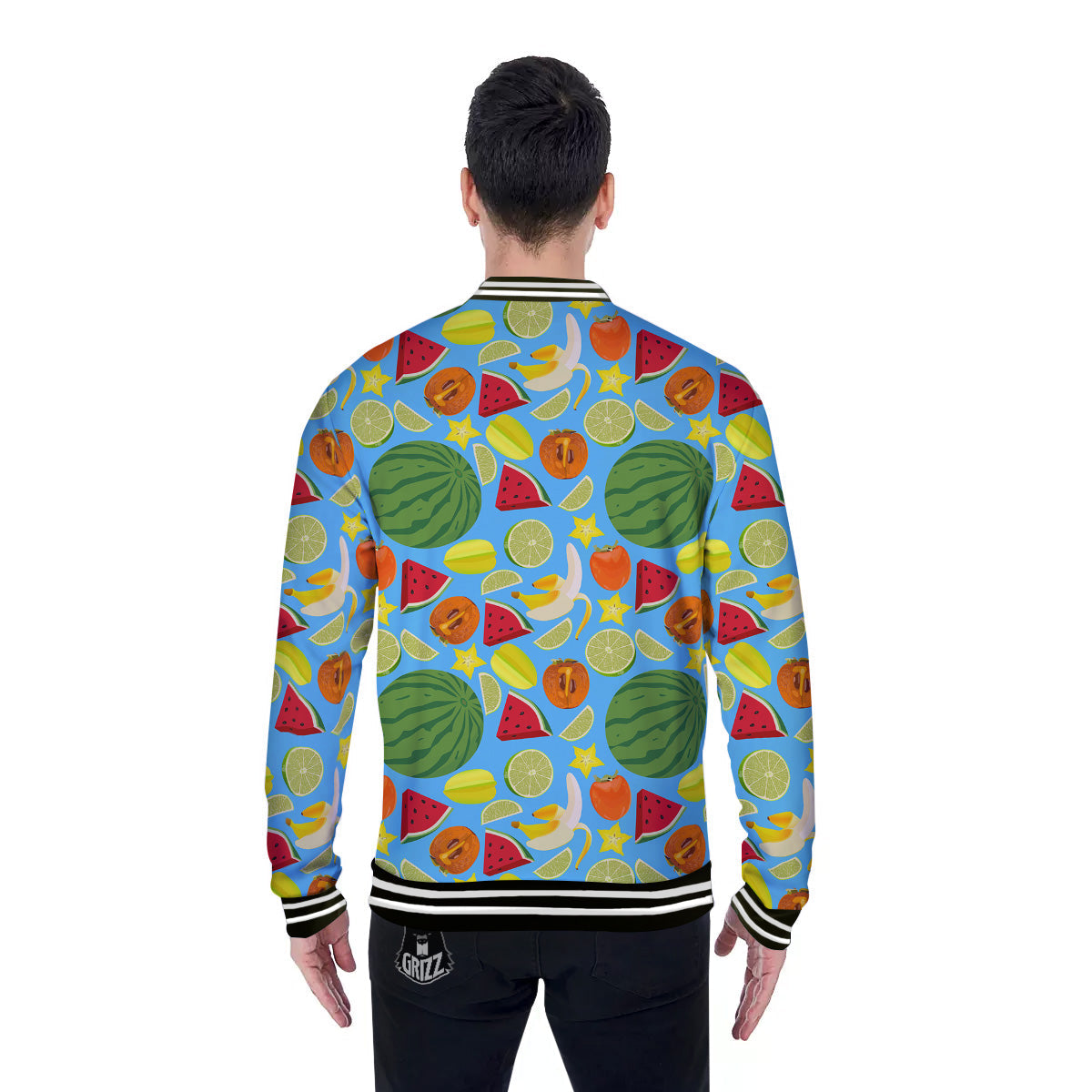 Fruits Depicting Print Pattern Baseball Jacket-grizzshop
