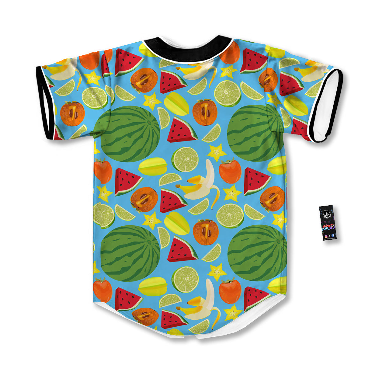 Fruits Depicting Print Pattern Baseball Jersey-grizzshop