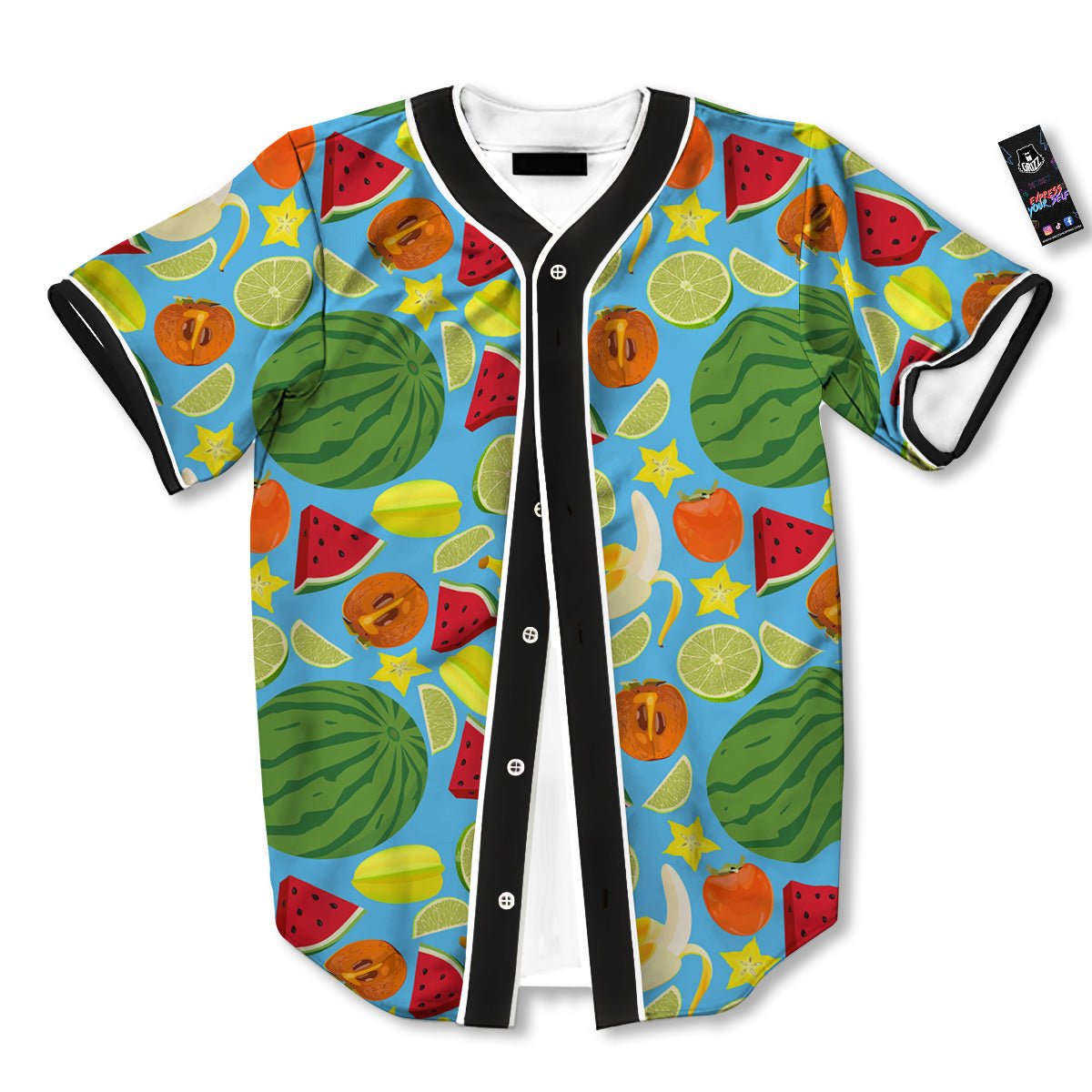 Fruits Depicting Print Pattern Baseball Jersey-grizzshop