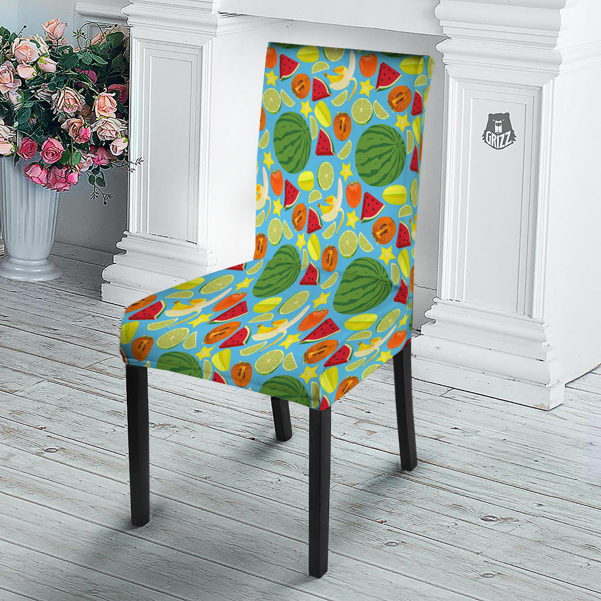 Fruits Depicting Print Pattern Dining Chair Slipcover-grizzshop