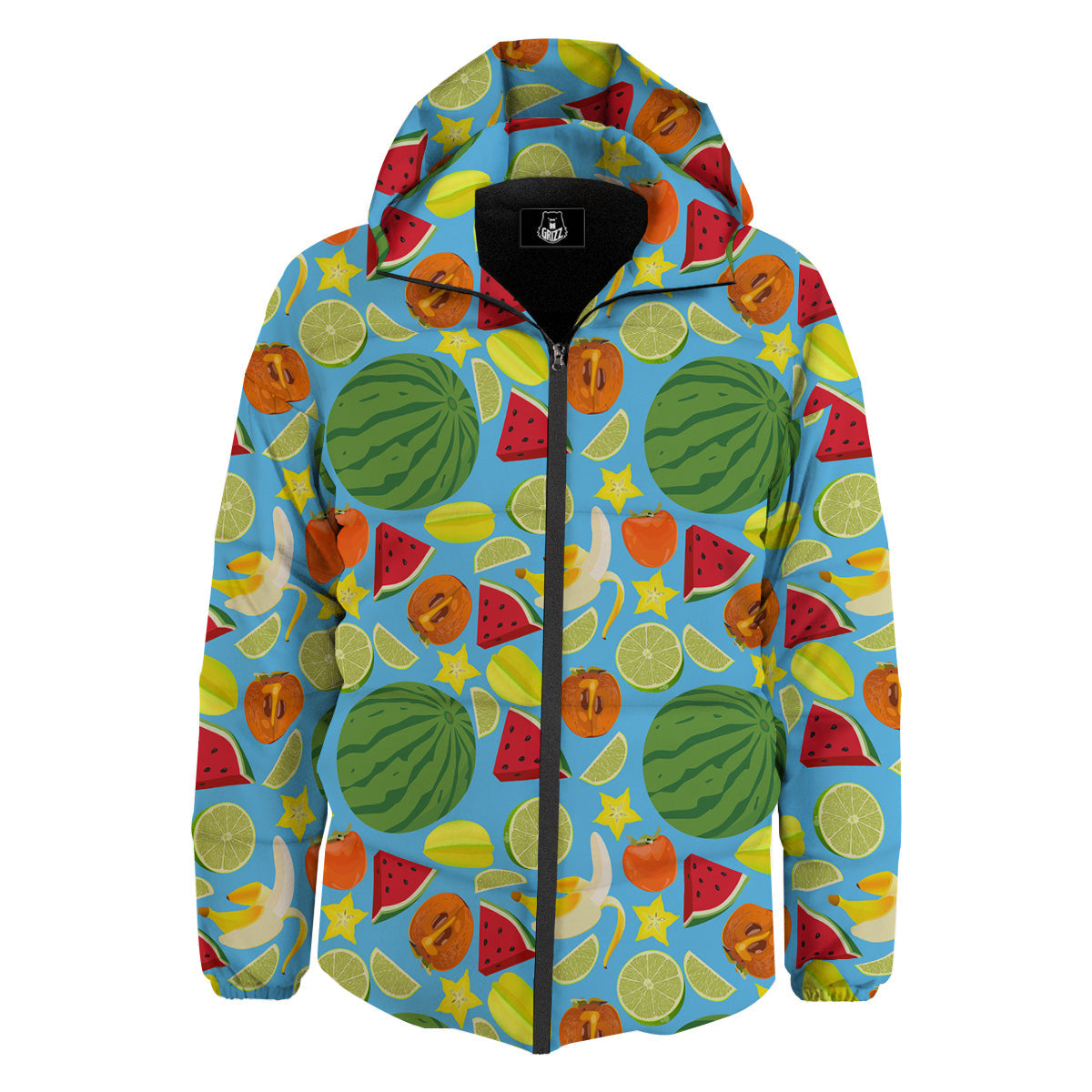 Fruits Depicting Print Pattern Down Jacket-grizzshop