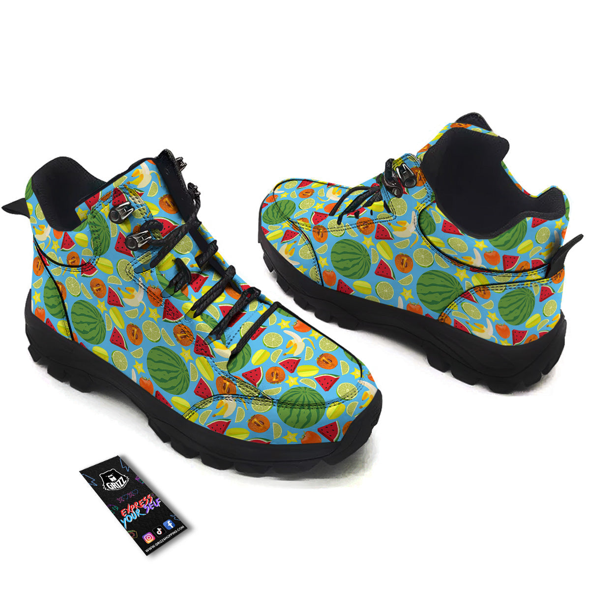 Fruits Depicting Print Pattern Hiking Shoes-grizzshop