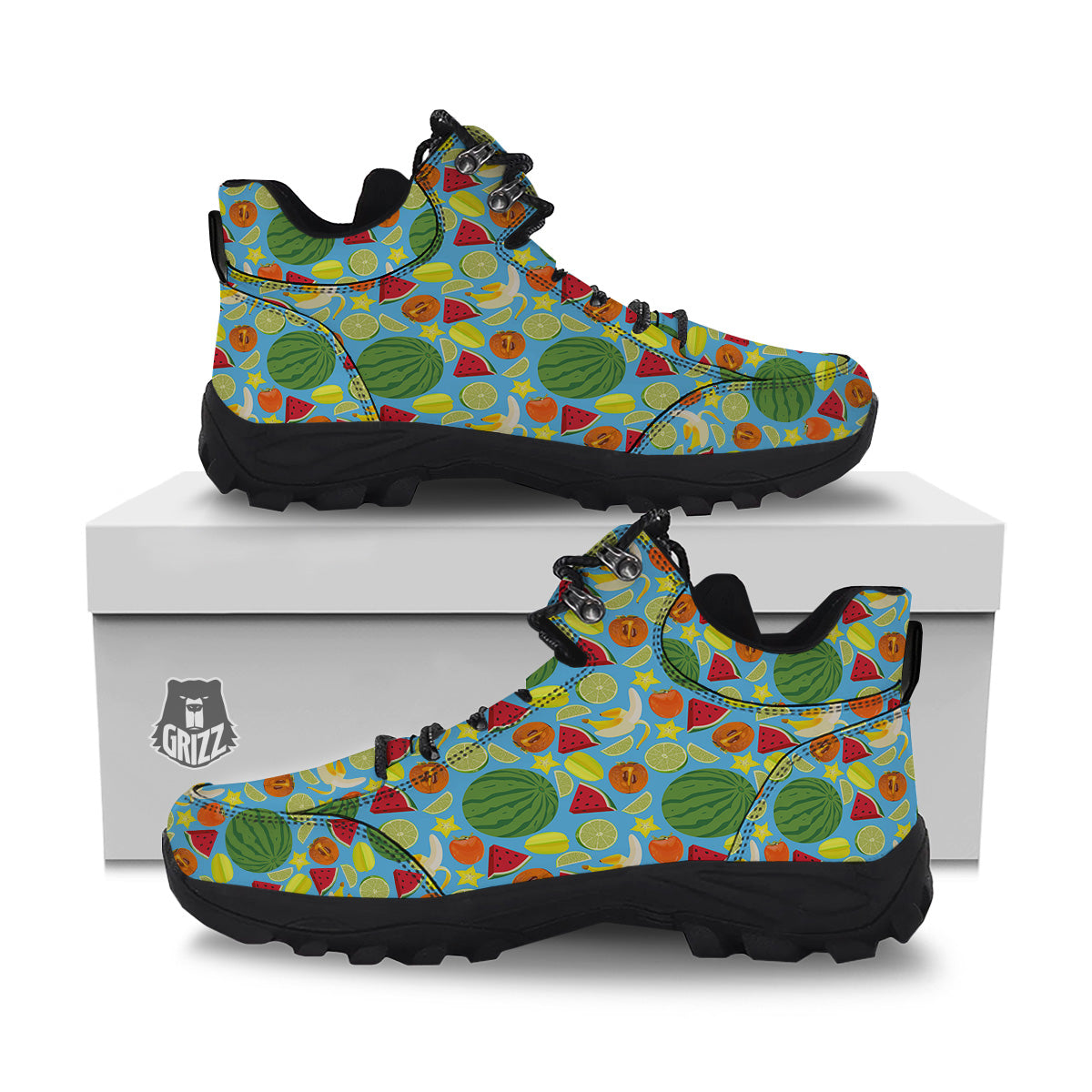 Fruits Depicting Print Pattern Hiking Shoes-grizzshop