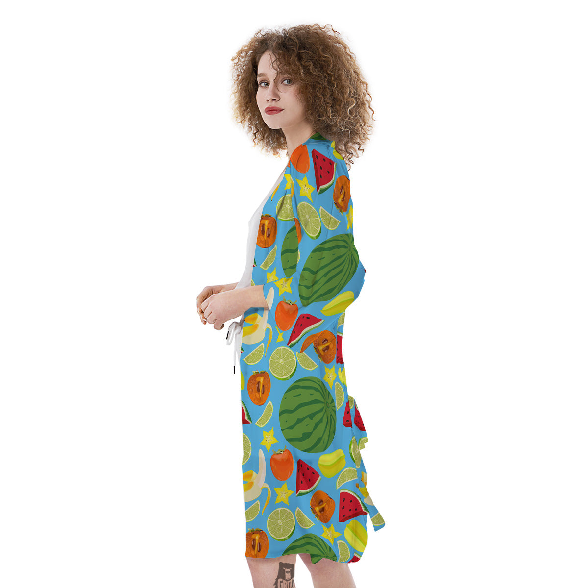 Fruits Depicting Print Pattern Kimono-grizzshop