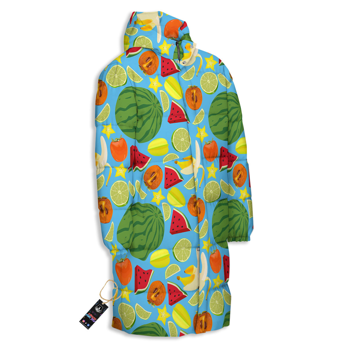 Fruits Depicting Print Pattern Long Down Jacket-grizzshop
