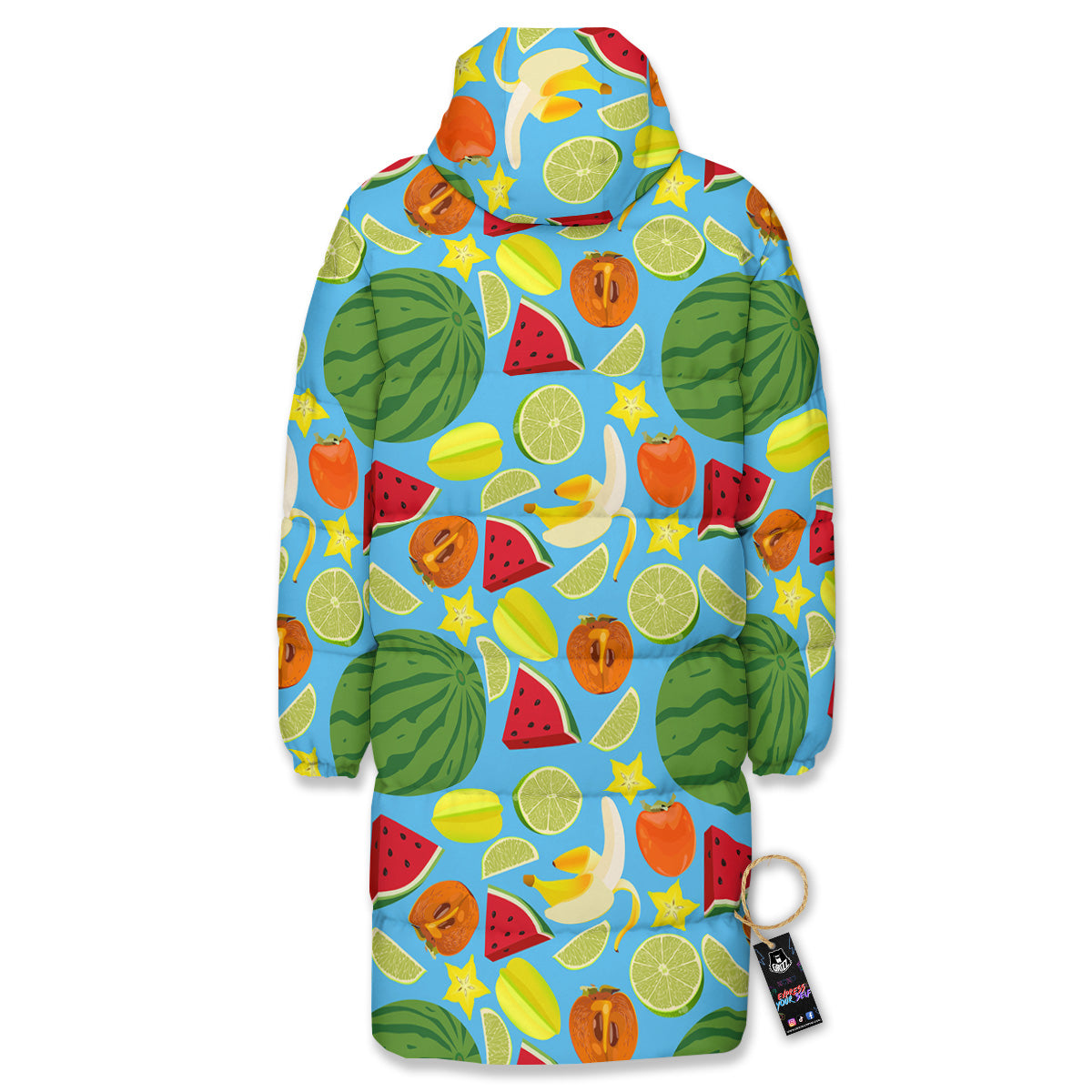 Fruits Depicting Print Pattern Long Down Jacket-grizzshop