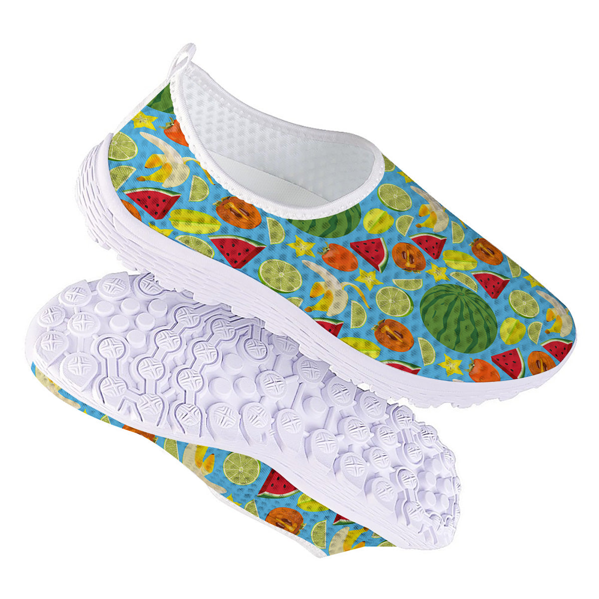 Fruits Depicting Print Pattern Nurse Shoes-grizzshop