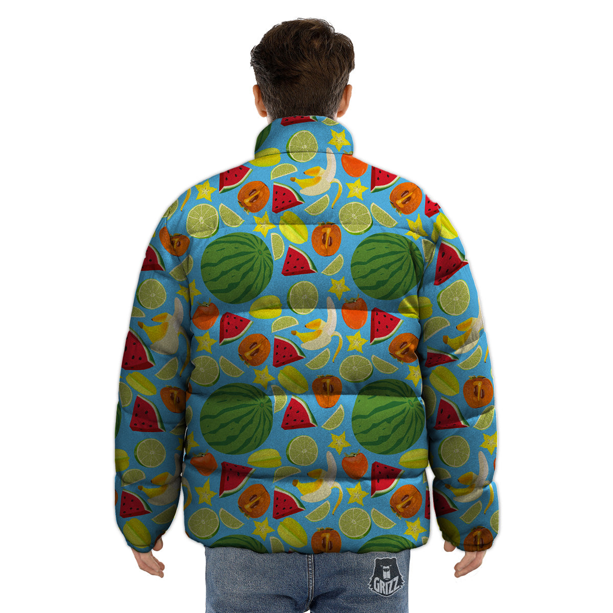 Fruits Depicting Print Pattern Puffer Jacket-grizzshop