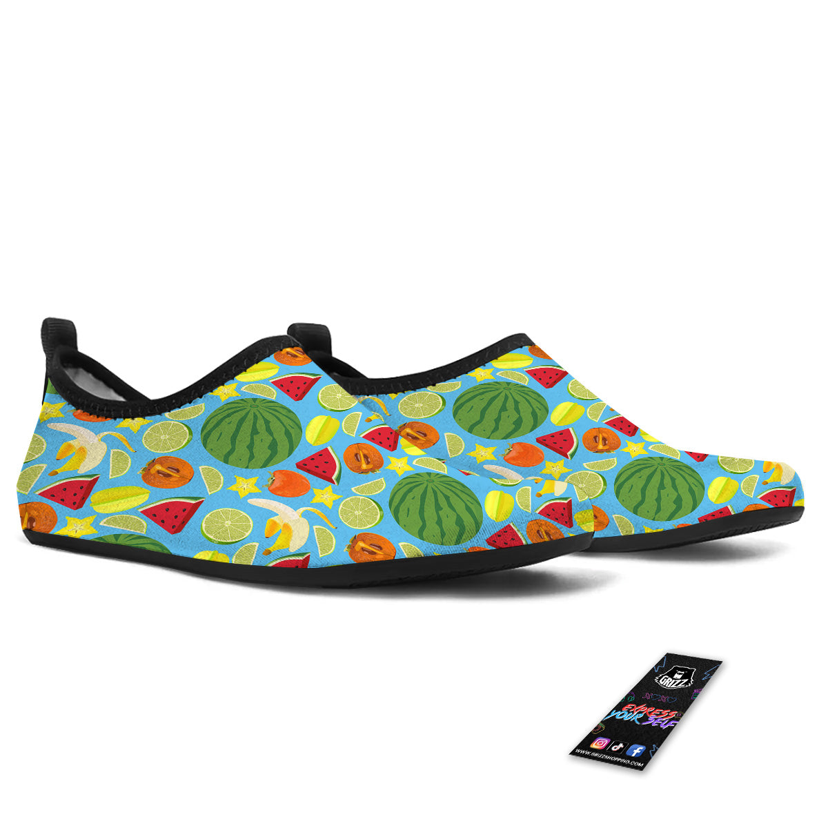 Fruits Depicting Print Pattern Water Shoes-grizzshop