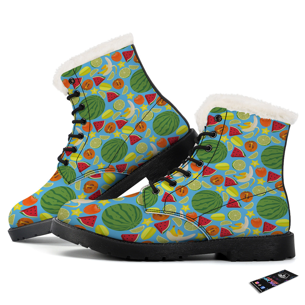 Fruits Depicting Print Pattern Winter Boots-grizzshop