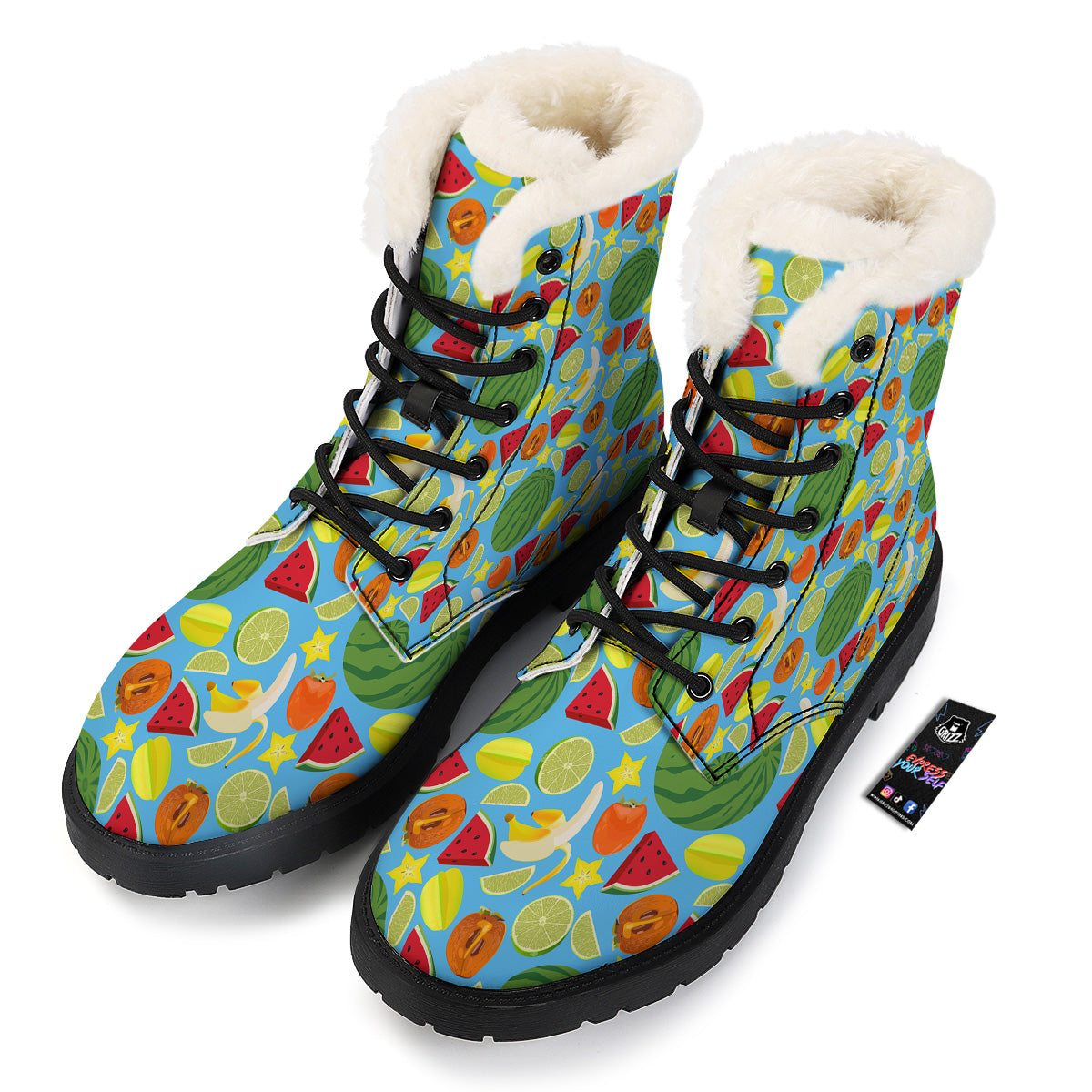 Fruits Depicting Print Pattern Winter Boots-grizzshop