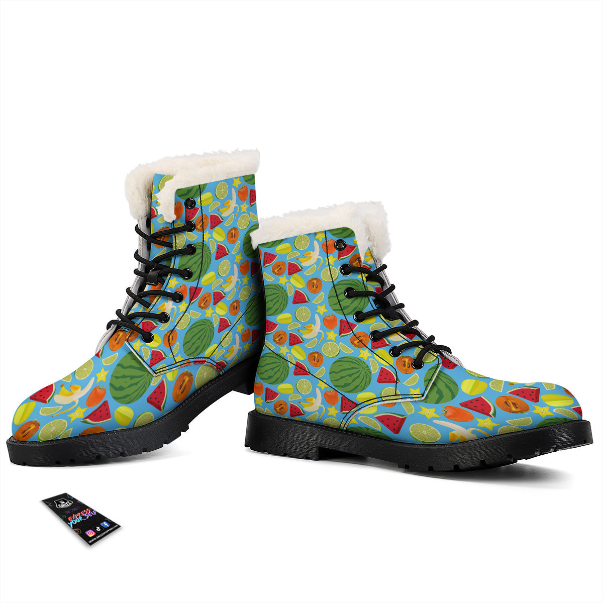 Fruits Depicting Print Pattern Winter Boots-grizzshop