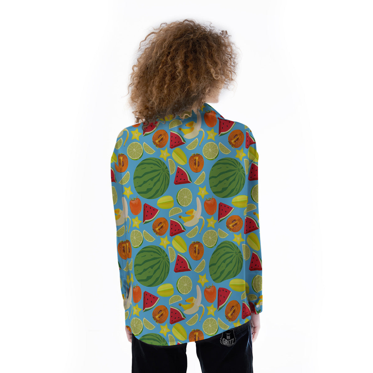 Fruits Depicting Print Pattern Women's Long Sleeve Shirts-grizzshop