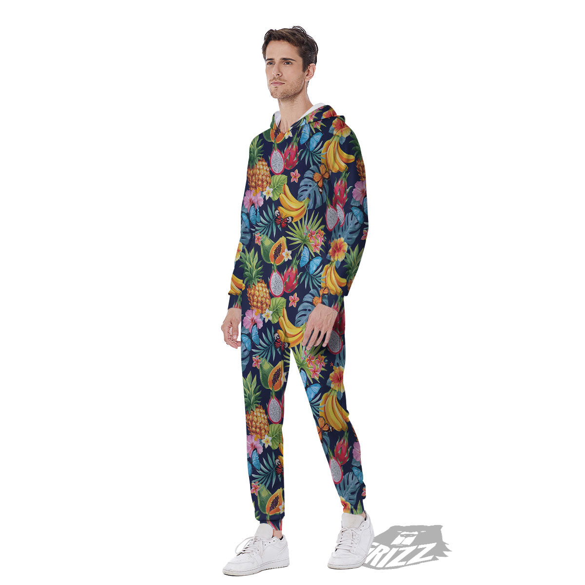 Fruits Hawaiian Tropical Print Pattern Men's Jumpsuit-grizzshop