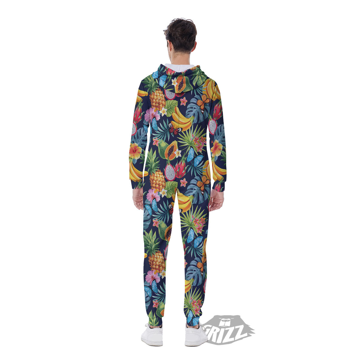 Fruits Hawaiian Tropical Print Pattern Men's Jumpsuit-grizzshop