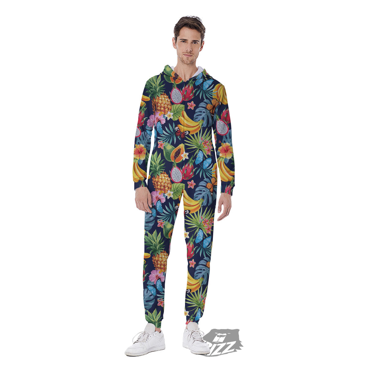 Fruits Hawaiian Tropical Print Pattern Men's Jumpsuit-grizzshop